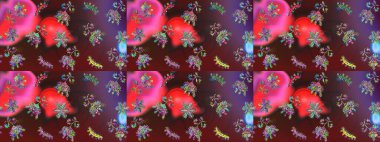 Kahverengi, kırmızı ve mor renkli kristal kar tanesi. Raster illüstrasyonu.