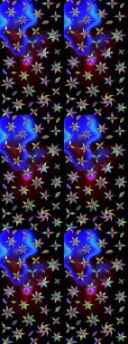 Siyah ve mavi renkte çiçekler. Çizim çiçek deseni duvar kâğıdı olarak kullanılabilir. Raster illüstrasyonu.