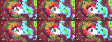 Raster suluboya çiçek deseni, narin çiçekler, kahverengi ve kırmızı çiçekler, tebrik kartı şablonu. Güzel kumaş deseni.