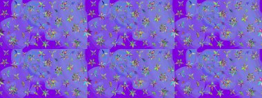 Modern stil dokusu. Çiçek desenli raster, menekşe ve mavi çizgi grafik deseni soyut raster arkaplanı.