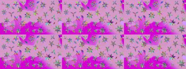 Raster illüstrasyonu. Egzotik çiçekler, nötr ve morumsu renklerde botanik ve parlak klasik doğa. Klasik tropikal doğal elementlerin suluboya seti.