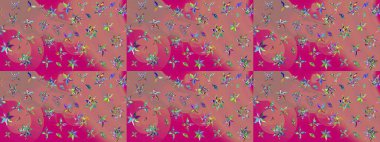 Raster. Sabıka fotoğraflarında, bebek kıyafetlerinde, duvar kâğıtlarında, paket kutularında falan kullanılabilir. Zarif, parlak ve eskiz pembe ve morumsu çiçek deseni tasarımı.