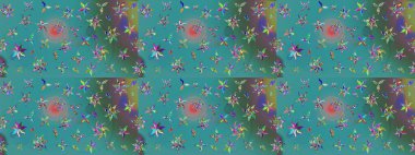 Tekstil veya kitap kapakları, imalat, duvar kağıtları, baskı, hediye paketi ve yapıştırma kitabı için çiçek eskizi geçmişi. Küçük çaplı çiçeklerdeki basit şirin desenler. Raster illüstrasyonu.