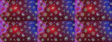 Küçük renkli çiçekler. Küçük çiçekte güzel bir desen. Robot resim. Moda baskıları için zarif bir şablon. Çiçekli yaz çiçekleri. Motley illüstrasyonu.