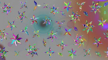 Raster illüstrasyonundaki çiçek desenli çizim. Suluboya tarzında gri ve kahverengi renkte çiçekler.