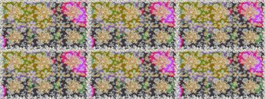 El yapımı dekoratif çerçeve, albüm kapağı, tebrik kartı, klasik Art deco tarzı. Altın karalama fantezi yapraklarından Raster soyut çiçek çelengi ve gri ve nötr renklerde çiçek..