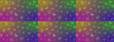 Raster illüstrasyonu. Mor ve yeşil renklere karalamalar çizilmiş çiçek deseni.