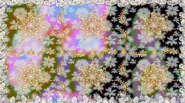 Raster oryantal süs. Kusursuz altın desen. Altın elementlerle nötr ve gri renklerde altın desen.