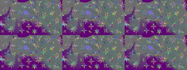 Tarafsız ve gri renkli şirin çiçek desenleri. Raster Modaya uygun kumaş deseni. Renkli Bahar Teması eskiz kalıbı. Düz Çiçek Elementleri Tasarımı.