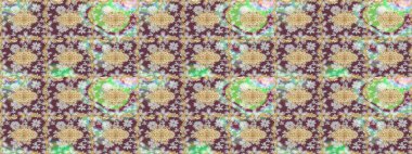 Kraliyet lüksü, altın barok kumaş rengi eskiz. Raster eskiz deseni altın antika çiçekli ortaçağ dekoratifi, yapraklar ve kahverengi renkli altın desenli süslemeler..