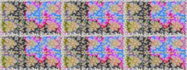 Raster altın tekstil baskısı. Çiçek kiremitleri. İslam tasarımı. Gri renkli ve altın elementli altın desenli. Kusursuz desenli oryantal süs.