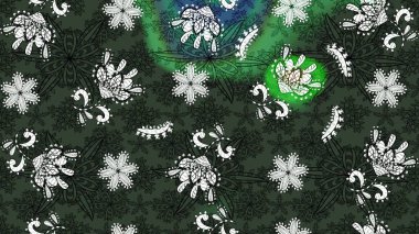 Yeşil ve gri çiçekli eskiz deseni, suluboya çiçek deseni, sevimli çiçek, duvar kağıdı, kart veya kumaş için fayanslı. Raster - stok.