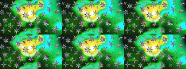 Yumuşak, bahar çiçekleri yeşil ve mavi renklerde. Çiçekli yumuşak bir eskiz şekli. Raster illüstrasyonu. Raster çiçekleri klasik tarzda resmedilir..