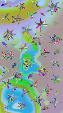 Raster resim. Çiçek desenli çiçek ve yaprakları ile. Sevimli küçük çiçek desenle.