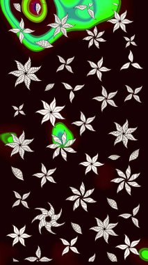 Raster deseni. Bahar çiçekli desen dallı, siyah ve nötr renkler çiçekli siluet.