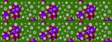 Raster illüstrasyonu. Çiçekli karalama şeklinde Raster çiçek deseni. Yumuşak, bahar çiçekleri yeşil ve nötr renklerde.