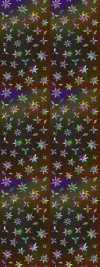 Yumuşak, bahar çiçekleri kahverengi ve gri renklerde. Raster illüstrasyonu. Çiçek ve yapraklı karalama şeklinde Raster çiçek deseni.