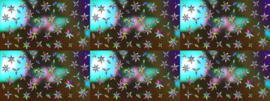 Kahverengi ve yeşil renkte kahverengi ve yeşil papatya deseni. Raster illüstrasyonu. Kahverengi ve yeşil renklerde.