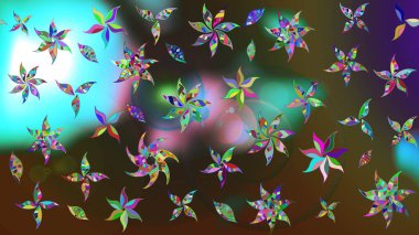 Kahverengi ve yeşil renklerde. Kahverengi ve yeşil renkte kahverengi ve yeşil papatya deseni. Raster illüstrasyonu.