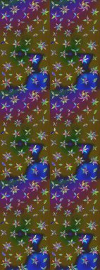 Raster suluboya çiçek deseni, narin çiçekler, çiçekler, tebrik kartı şablonu. Güzel kumaş deseni.