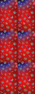 Sketch background pattern. Raster - stock. Flowers with leaves and chamomile with cornflowers on red and violet colors.