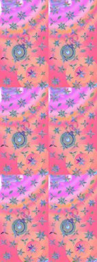 Raster illüstrasyonu. Güzel kumaş deseni. Bahar çiçekli güzel bir çiçek deseni..