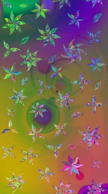 Yeşil ve kahverengi renkli çiçekler. Elle boyanmış suluboya resim çizimi çiçekler ve bitkiler.