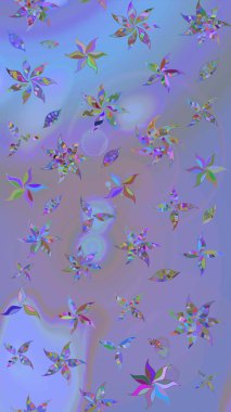 Sevimli küçük çiçek desenle. Raster resim. Çiçek desenli çiçek ve yaprakları ile.