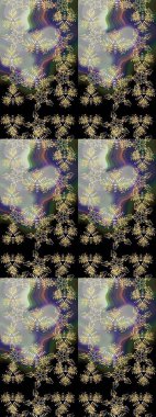 Çiçekli karalama şeklinde Raster çiçek deseni. Raster illüstrasyonu. Nazik, yaz çiçekleri siyah ve gri renklerde.