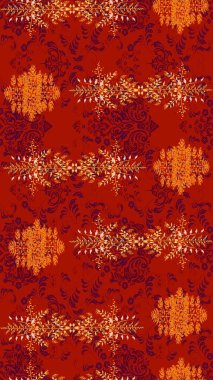 Spring summer time. Flowers on red, orange and purple colors. Gentle romantic print. Holidays mood. Raster sketch cute flower pattern.