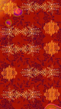 Isolated watercolor snowflakes on red, orange and purple colors. Beautiful decoration. Symbol of winter. Raster illustration snowflakes.