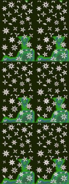 Cute Floral pattern in the small flower. Varicologray and green raster sketch illustration. Tropical sketch pattern with many gray and green abstract flowers.