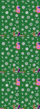 Davetiye ve kartpostal tasarımı için dekoratif çiçek unsurları. Poster ya da kapak için arka plan. Tekstil için figür. Yapraklı çizim şekli. Sevimli zarif çiçekler Raster illüstrasyonu.