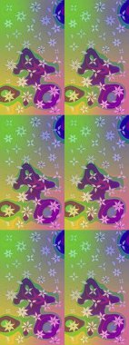 Raster deseni. Bahar çiçekli desen dallı, yeşil ve nötr renkler çiçekli siluet.