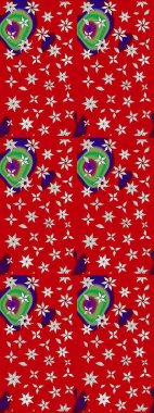 Abstract sketch pattern on red and neutral colors with bright flowers. Elegant raster texture with floral elements. Cute floral pattern in the small flower.