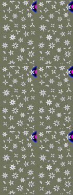 Raster pattern. Green and white hand drawn pattern. Doodle flowers sketch pattern. Art inspigreen and white style flowers and leaves background.