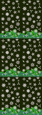 Şirin çiçek elementleri. Robot resim. Raster illüstrasyonu. Gri renkli çiçekler.