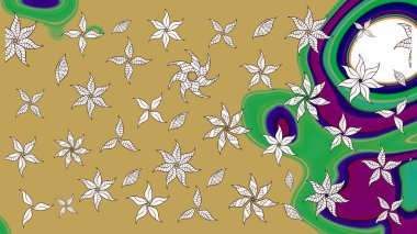 Sketch background pattern. Flowers of the valley on yellow colors. Raster - stock. Watercolor, hand drawn.