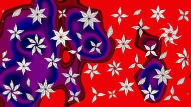 Raster illüstrasyonu. Çiçek deseni. Düz Çiçek Elementleri Tasarımı. Chichi 'nin kumaş kalıbını çiz. Renkli Bahar Teması çizim şablonu.