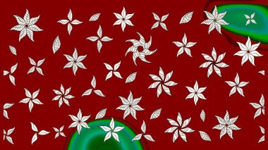 Kırmızı renkte çiçekler. Çiçekli eskiz çizimi. Renkli Yaz Temalı eskiz kalıbı. Düz Çiçek Elementleri Tasarımı.