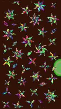 Çiçek desenli eskiz. Kahverengi renkli çiçekler. Renkli Bahar Teması eskiz kalıbı. Düz Çiçek Elementleri Tasarım Raster illüstrasyonu.