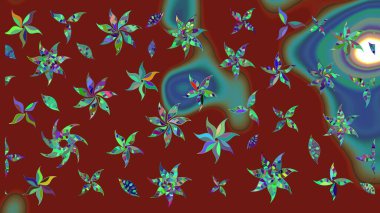 Soyut etnik raster çizim kalıbı. Kabile sanatı boho baskısı, klasik çiçek arkaplanı. Arkaplan dokusu, duvar kağıdı, kırmızı renkli çiçek teması.