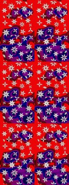 Süslü kumaş deseni. Raster illüstrasyonundaki çiçek desenli çizim. Renkli Bahar Teması eskiz kalıbı. Düz Çiçek Elementleri Tasarımı.