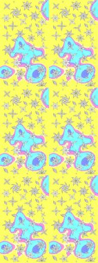 Çiçek deseni. Düz Çiçek Elementleri Tasarımı. Renkli Bahar Teması eskiz kalıbı. Raster çizimi. Güzel kumaş deseni..