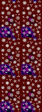 Eskiz arkaplan modeli. Yapraklı çiçekler ve kırmızı renklerde papatya çiçekleri. Raster - stok.