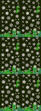 Raster deseni. Bahar çiçekleri dallı desen, gri renkler çiçekli siluet.