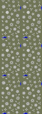 Yeşil arka planda. Tekstil, kumaş, ambalaj, hatıra defteri için hoş bir çiçek arkaplanı. Elle çizilmiş çiçek desenli Raster çizimi. Çocuksu tasarım.