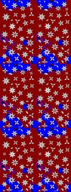 Raster illüstrasyonundaki çiçek desenli çizim. Güzel kumaş deseni. Raster illüstrasyonu. Kırmızı renklerde.