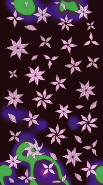 Renkli Yaz Temalı eskiz kalıbı. Sevimli çiçek raster deseni. Düz Çiçek Elementleri Tasarımı. Kahverengi renkte çiçekler.