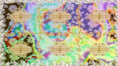 Tarafsız renklerde altın rengi ve altın elementler üzerinde altın pürüzsüz desen. Tarafsız renklerde, altın elementlerle kusursuz klasik desen. Noel, kar tanesi, yeni yıl.